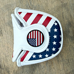 USA Flag Golf Putter Headcover White Red Blue Stars Stripes Magnetic Closure