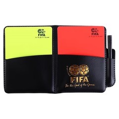 1 Set Official Fifa Referee Yellow/Red Card Set In Leather Case And Pen