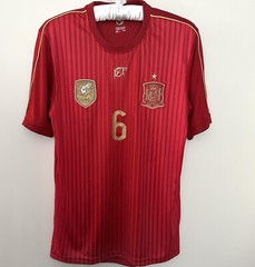 FCF Rare Red Football Soccer Jersey Shirt Spain Andres Iniesta 2010 Sz LG