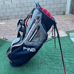 PING Hoofer 14 Stand Golf Bag Polyester Navy Gray Red 14-Way Dividers