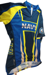 Primal US Navy Cycling Jersey Men’s Large Full Zip Blue Yellow Bicycle Shirt