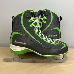 Riedell Youth Size 7.0 Solar Figure Ice Skates Gray Green Lace Up