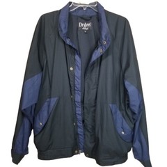 FootJoy DryJoys Mens Windbreaker Size Large Black Blue Golf Jacket Houndstooth