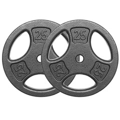Athletic Works 50LB Cast Iron Weight Plate Set 2x25LB 1″ Holes Standard Gym Bar