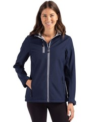 Clique Telemark Eco Stretch Softshell Full Zip Womens Hooded Jacket Dark Navy