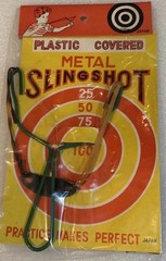 VINTAGE PLASTIC COATED METAL Toy SLINGSHOT Bullseye Japan NOS Sealed