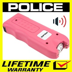 POLICE Stun Gun 628-700 BV Rechargeable LED Flashlight Siren Alarm Pink