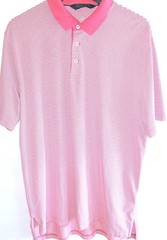 Polo Golf Ralph Lauren Mens Large Short Sleeve Striped Polo Pink White
