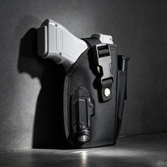 Tactical Right Hand OWB Holster Magazine Pouch Fits Handguns with Light or Laser