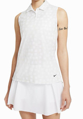 Nike Dri-FIT Women’s Sleeveless Golf Polo Collared White/Gray Check Size S