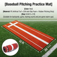 10x3ft Softball Pitching Mat-Portable Professional Mound Non-Slip Rubber Base US