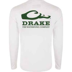 DRAKE Icon LS Crew Logo Shirt Bright White DS9551 New