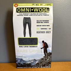 NEW Omni Wool Men Pant Bottom Black Base Layer Thermal Merino Wool Sz Medium Ski