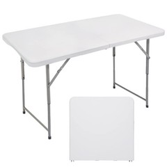 Folding Utility Table, 4ft Fold-in-Half Portable Plastic Picnic Party Dining …