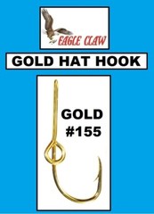 EAGLE CLAW GOLD HAT HOOK Fish Hook Hat Clip /Baseball Cap Pin NEW! #155A