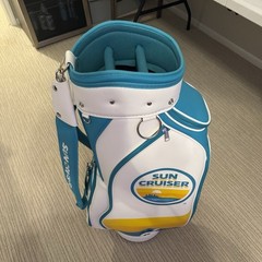 Sun Cruiser 14-Way Faux Leather Golf Bag Blue/White/Yellow Zip, Strap Handle
