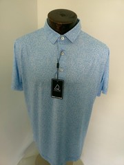 Deolax Men’s Large Blue White Abstract Short Sleeve Golf Polo Shirt New