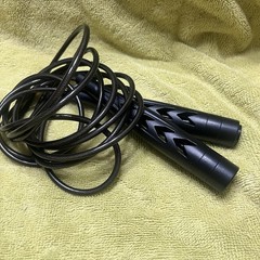 Black Coated Metal Jump Rope Around 10 Feet Long Plastic Handles W Black Case