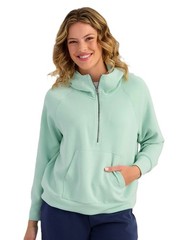 Huk Bayside 1/2 Zip Hoodie Women’s Sweatshirt, Seafoam Mist, Large
