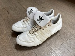 Vintage 80s ADIDAS Triple Crown SOCCER CLEATS Leather Taiwan WHITE Sz 12.5
