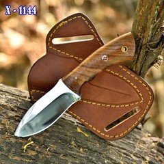 Custom Handmade Fixed Blade Skinner knife – Wood Handle – Pancake Sheath