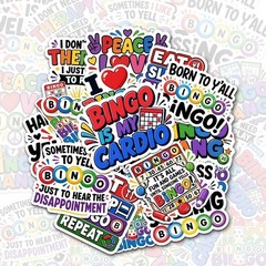 12pcs Bingo Stickers Pack, Funny Bingo is My Cardio Vinyl, Game Night Cardio