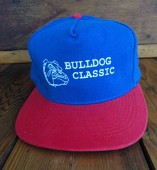 Vintage Bulldog Classic Blue Red Strapback Hat Otto Cap Made in Thailand Golf Pr