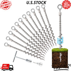NEW 12PCS 14″ Ground Anchors Screw In Cast Aluminum Tent Stakes for Trampolines