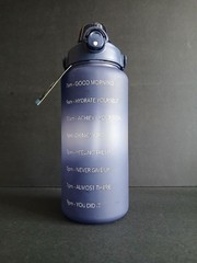 Athletic Essentials – 68 oz Motivational Water Bottle – Flip Lock Lid – BLUE