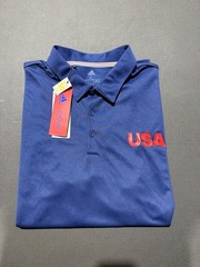 NWT MEN’S ADIDAS USA GOLF POLO, SIZE: M, COLOR: DARK BLUE (M4.29)