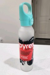NEW Pyrex Color Change Glass 17.5 Oz Water Bottle Reusable Flip Lock Lid Travel