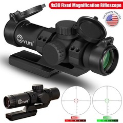 4X Fix Magnification 30mm Objective Compact Rifle Scope Dual-Illuminated Reticle