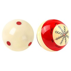 2-Piece Pool Training Ball Set – Cue Ball with Red Dots & Alignment Line Practic