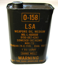 LSA – 1 Quart Small Arms Gun Oil Semi-Fluid, US Army 0-158 1973 Vtg New/Full NOS