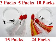 5/0 Shrimp Fly Rigs Rock Fishing Lures White & Red / Yellow Select QTY & Colors