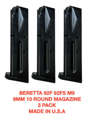 Beretta 92F 92FS M9 9mm 10 Round Magazine Black 3 PACK
