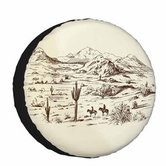 Cowboys Spare Tire Cover Wild West Desert Horse Riding Animal Cactus Lanscape…
