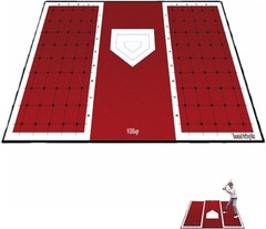 Baseball and Softball Hitting Mat for Batting Stance Practice Home Plate Mat wi