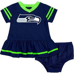 NFL Seattle Seahawks Team Jersey Dress Diaper Cover 0-3 Months Blue M-419