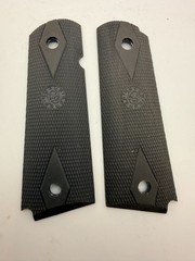 Hogue 1911 Government Model Checkered Grip Panels-GRAY Rubber-45010