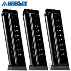 THREE Mec-Gar 1911 9mm 10 Round MAGAZINES FLUSH MGCGOV910AFC FAST SHIP