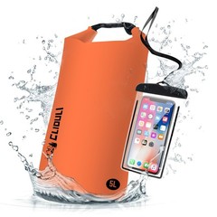 Cliduli Waterproof Dry Bag,Roll Top Orange Small 5L, Orange-A