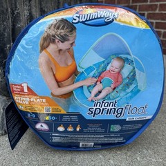 SwimWays Infant Spring Float Pool Float Adjustable Sun Canopy 3-9 Months Blue