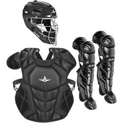 All-Star System7 Axis NOCSAE Youth Baseball Catcher’s Set – Solid Black
