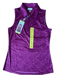 Greg Norman ML75 Women’s Sleeveless Golf Polo Shirt Purple Size Small New
