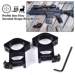 1″ Diameter 11mm High Profile See-Thru Dovetail Scope Ring Mount 2 Pcs Set