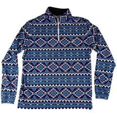 Rhoback 1/4 Zip Pullover Mens Large Blue Aztec Geometric Performance QZ0010 GOLF
