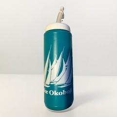 30 fl oz Teal/White Plastic Water Bottle Lake Okoboj
