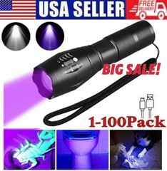 UV Flashlight Black Light Super Bright 120000lm Torch Ultra Violet Lamp LED