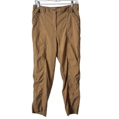 Jamie Sadock Golf Pants Sz 10 Camel Brown Zip Pockets Cargo Style Gather Unique